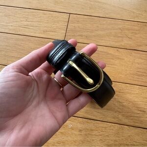Vintage Coach Black Leather Belt w/ Gold Buckle